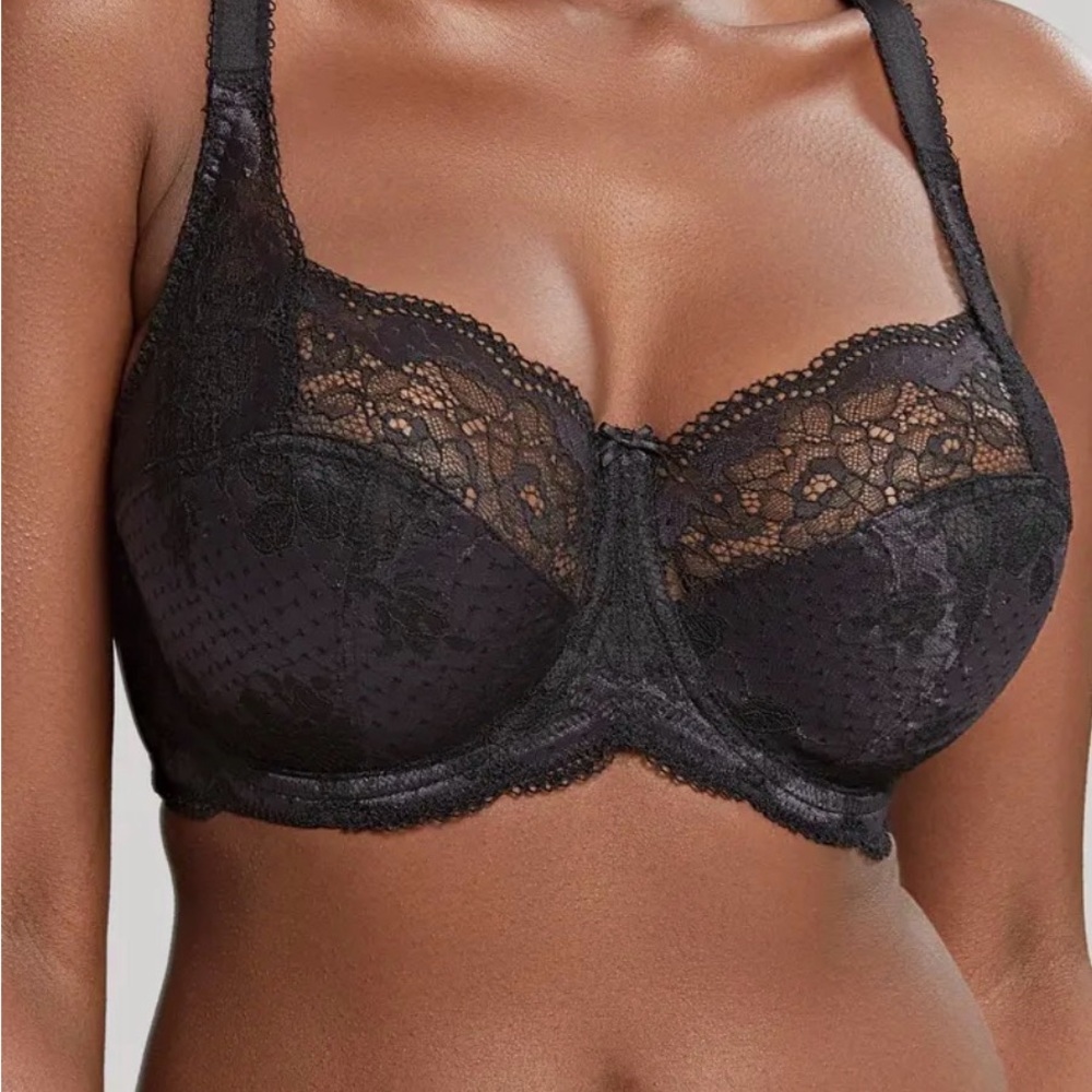 Panache Clara Full Cup Black Charcoal Lace Bra 32H